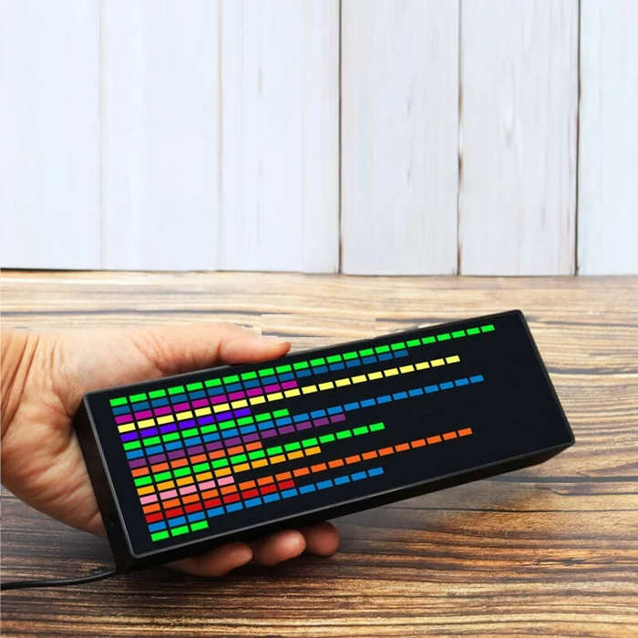 Black - Color LED Music Spectrum Electronic Clock RGB LEDs USB Voice Control Rhythm Light 1624RGB Pi