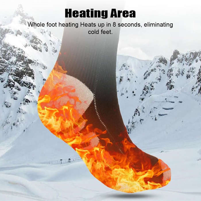 Black - TENGOO Electric Heated Socks For Men Women Heat Cotton Socks Power Winter Warm Long Socks Fo