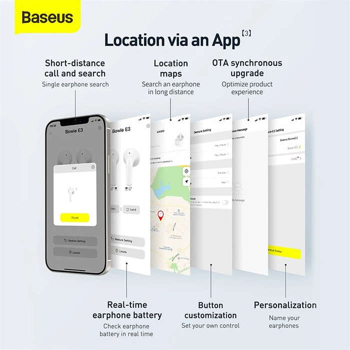 Baseus E3 TWS bluetooth V5.0 Earphone 13mm Titanium Driver Low Latency 330mAh Battery Flash Charge I