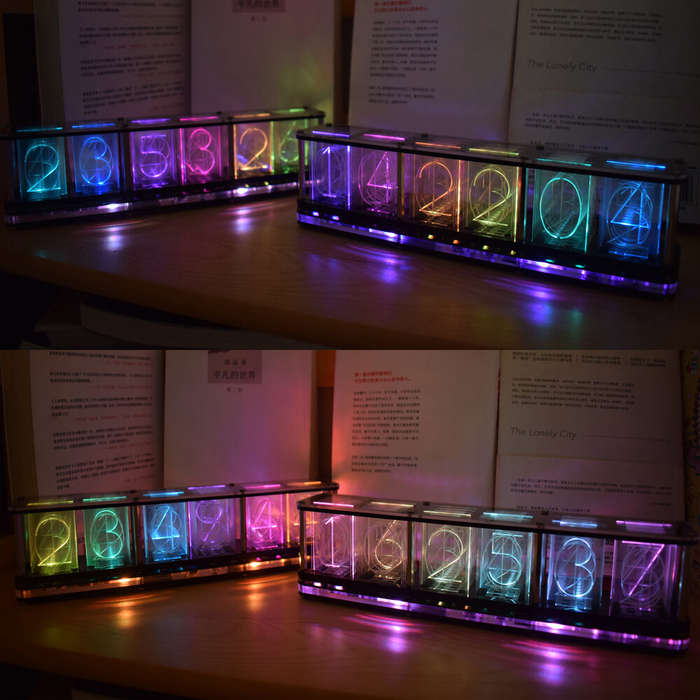 Geekcreit DIY Imitate Glow Clock Kit Full Color RGB Glow Tube Clock LED Music Spectrum Kit