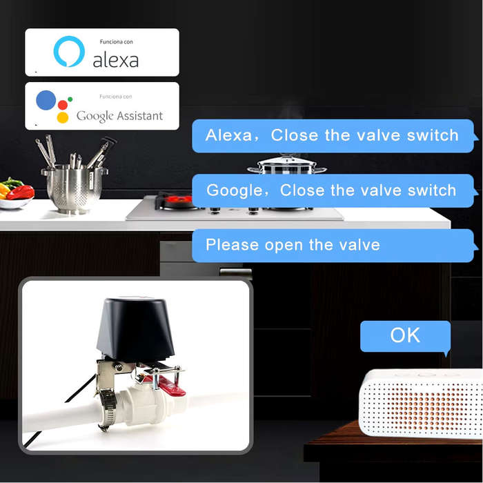 White - Tuya Zigbe Smart Gas Valve Garden Water Shut Off Timer Irrigation Controller Work with Alexa