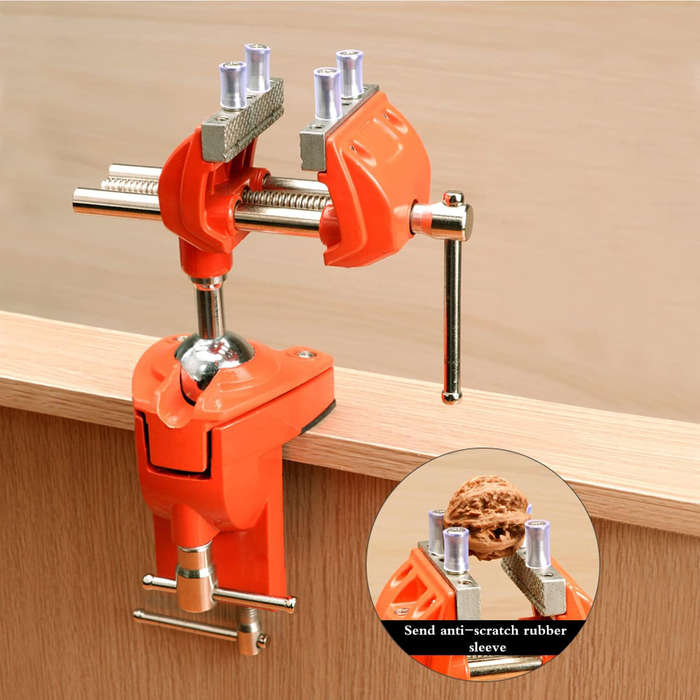 1 PC - MYTEC Clamp Bench Vise Heavy Duty Cast Steel 360 Degree Swivel Base Woodworking Vise 3.5 Inch