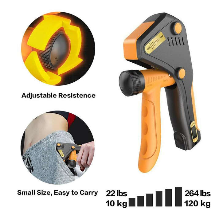 Yellow - KALOAD 10-120KG Adjustable Hand Grip Strength Trainer Mechanical Counter Forearm Exerciser
