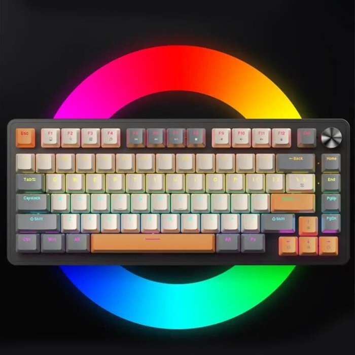Red Switch - APAYADO K82 Wired Mechanical Keyboard with Adjustable Media Knob Hot Swap 75% Layout 82