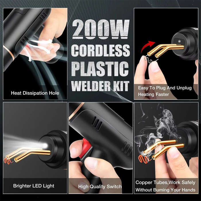 Yellow S - 200W Hot Stapler Plastic Welding Machine Rechargeable 5000mAh Battery Fast Heating Multif