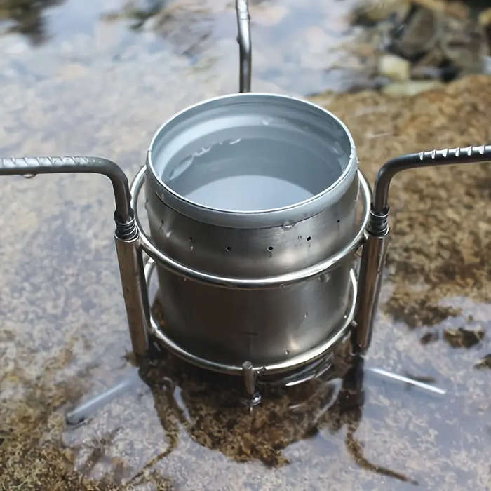 Silver - IPRee Mini Portable Liquid Alcohol Stoves Camping Picnic Stove Outdoor Stainless Steel Liqu