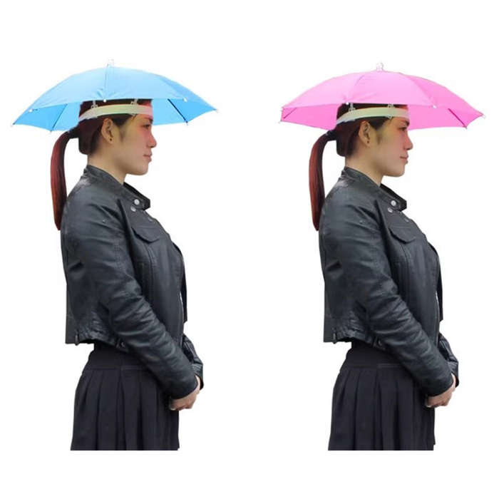 Dark Blue - 55cm Portable Rain Fishing Umbrella Hat Foldable Outdoor Fishing Anti-Sun Waterproof Umb