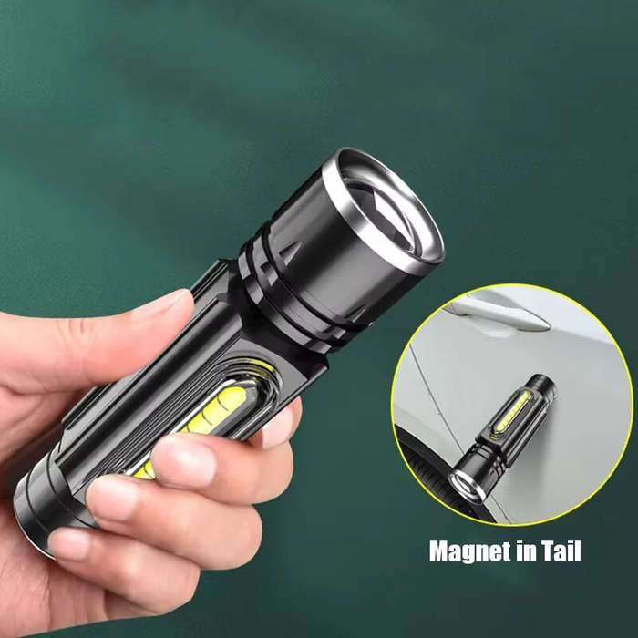 Black - Bikight WL82 X9 LED+COB USB Charging Flashlight Zoomable 5 Modes LED Torch Flash Light Magne