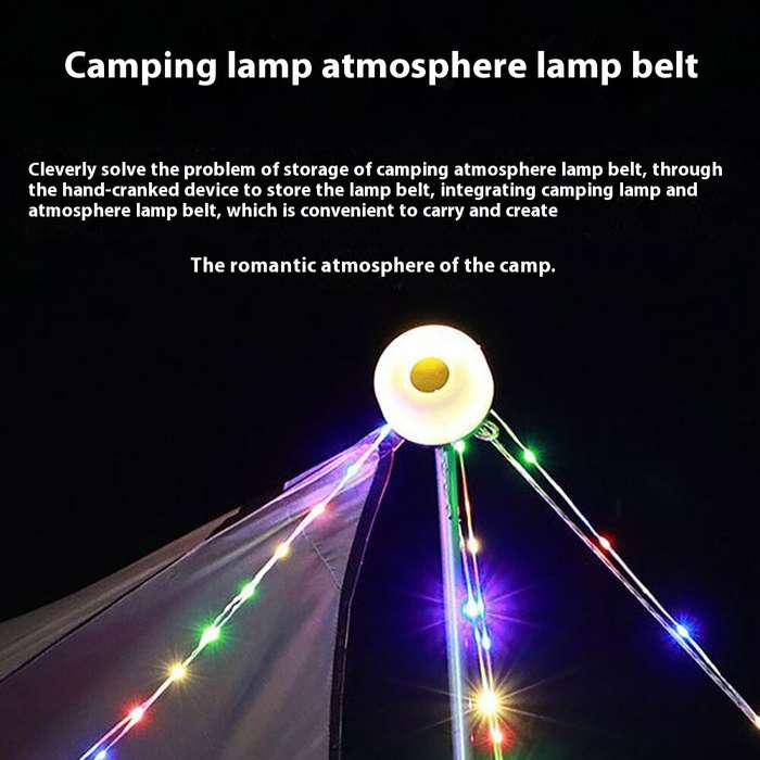 Warm Light - Portable USB Rechargeable Camping Lantern with Retractable 8m LED Strip 5 Modes IP67 Wa