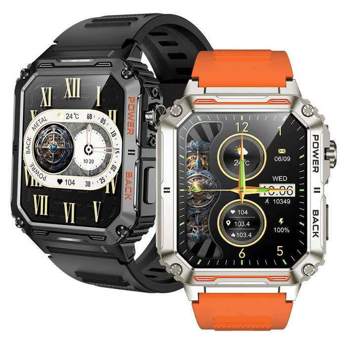 Orange - Bakeey P3 1.91inch HD Screen RGB bluetooth Call Heart Rate Blood Pressure Blood Oxygen Moni