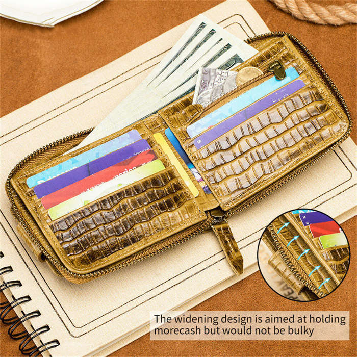 Black - Ekphero Mens Wallet Genuine Leather Crocodile Pattern Short Coin Purse Luxurious High-Qualit