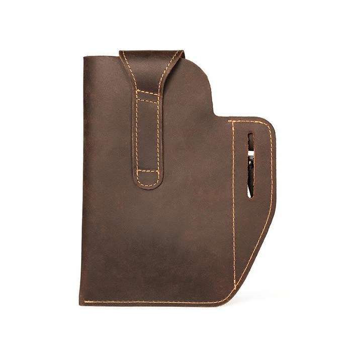 Coffee - BULLCAPTAIN Genuine Leather Waist Bag for Men Belt Bag Packs 7inch Cell Phone Purse Waist B