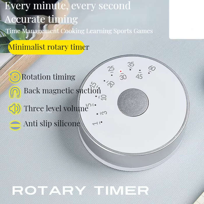 1 Pcs - Electronic Digital Timer with Magnetic Suction, Simplified, Circular Rotation, Cooking, Lear