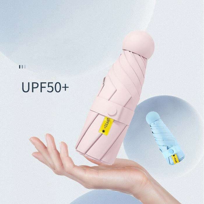 Black - AGSIVO 21 Inch Mini Travel Sun & Rain 8 Ribs Umbrella UPF 50+ UV Protection Light Folding Co