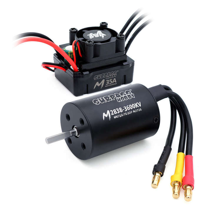 3600KV - SURPASS HOBBY M2838 All Black Waterproof Brushless Motor W/ M35A Waterproof ESC Set 3.5 Con