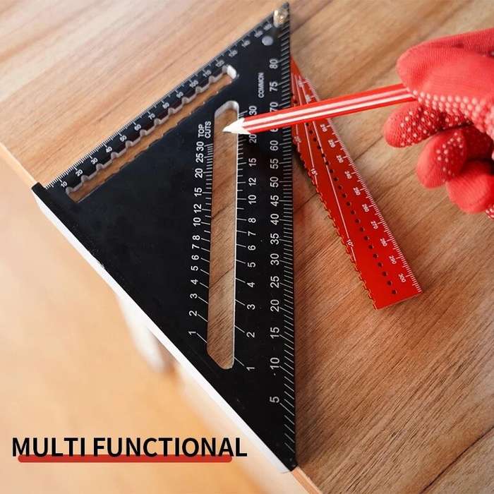 Black - New Woodworking Triangle Ruler Foldable Fixed with Magnet Adjustable Angle 7 Inch 12 Inch Al
