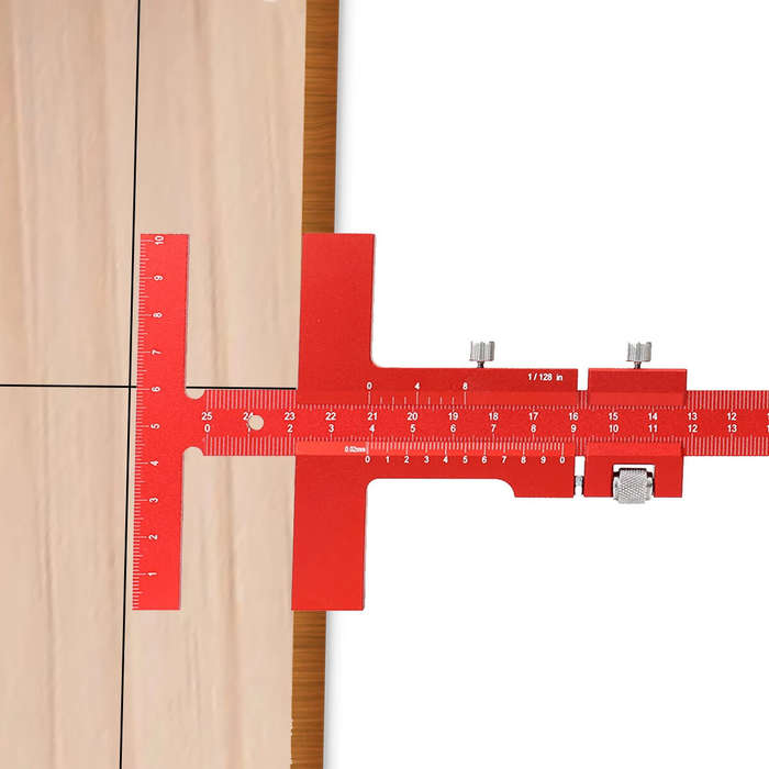 Red - Woodworking Scriber Gauge Aluminum Alloy Sliding Marking Gauge T-Square Scribing Measuring Mar
