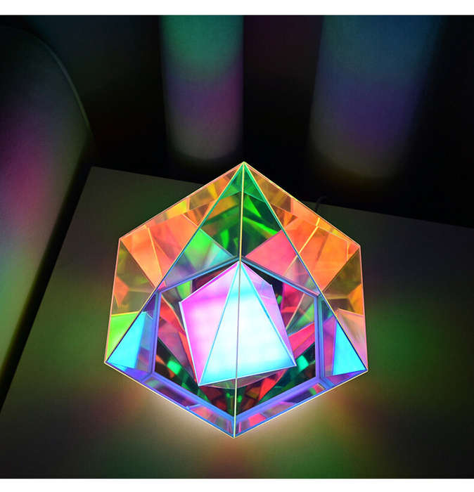 LED Pyramid Diamond Bedroom Decor RGB Night Light USB Color Dimming Atmosphere Lamp Remote Control H