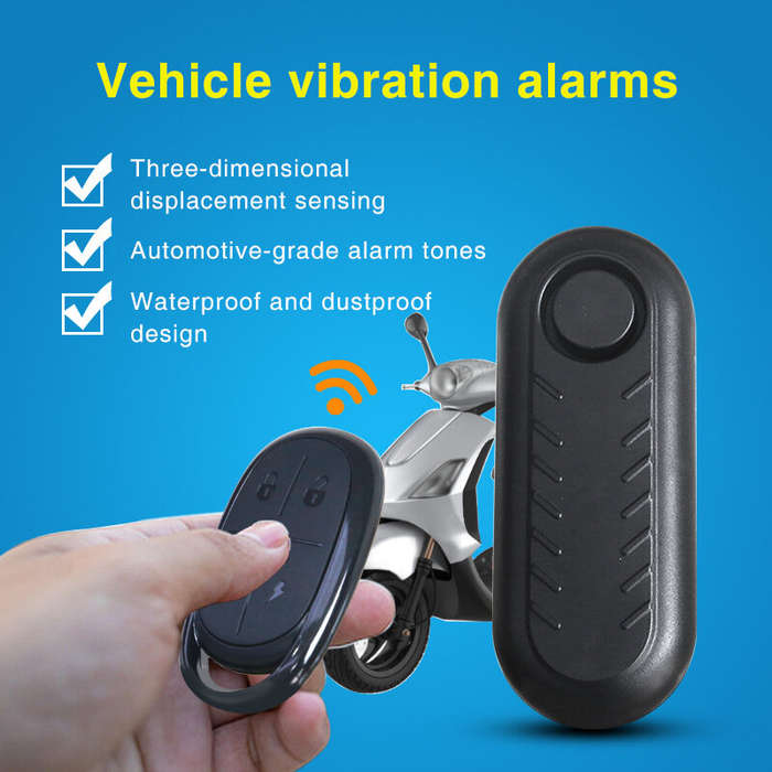 Black - XANES 110dB Anti-Theft Bicycle Alarm Adjustable Volume Vibration Remote Waterproof Alarm for