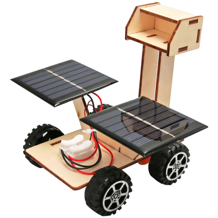 Wooden Solar Power Lunar Exploration Rover Model Assembly Kit DIY Children's Science Experiment Educ