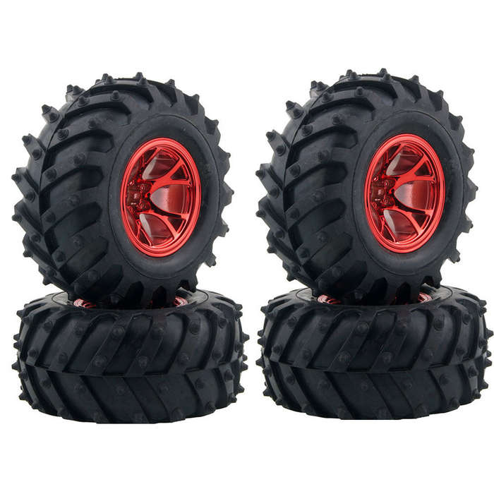 Red - 4Pcs/Per Austar Wheel Tires Plastic Wheel Rims for 1/10 RC Crawler HSP HPI Car Parts