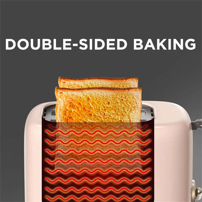 Beige - Slice Small Bread Toaster Warmer with Dust Cover - 650W Electric Stainless Steel Sandwich Br