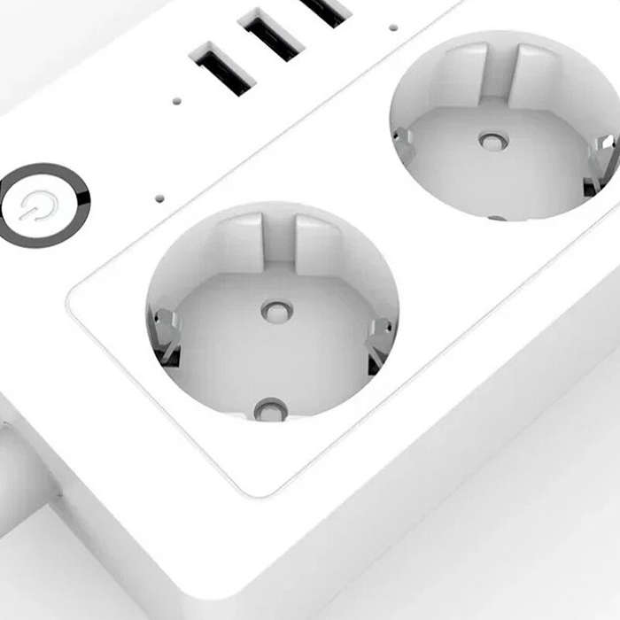 White - XS-A26 16A Smart WiFi Power Strip with 4 EU Outlets Plug and 4 USB Charging Port Timing Func