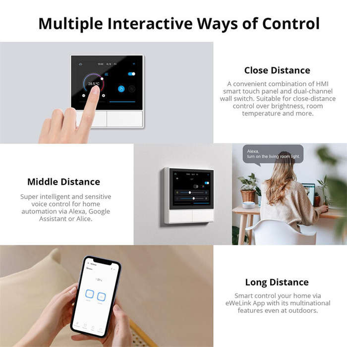 EU Plug - SONOFF NSPanel WiFi Smart Thermostat Wall Switch EU US Temperature Display All-in-One Remo