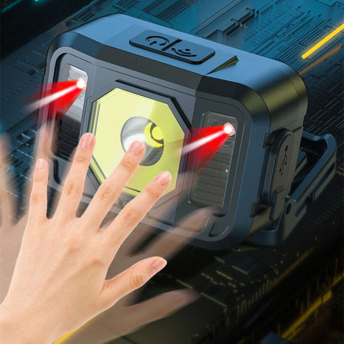 XPG+COB Sensor Headlamp Three Lights Source Strong Light Fishing Rechargeable Headlight Outdoor Supe