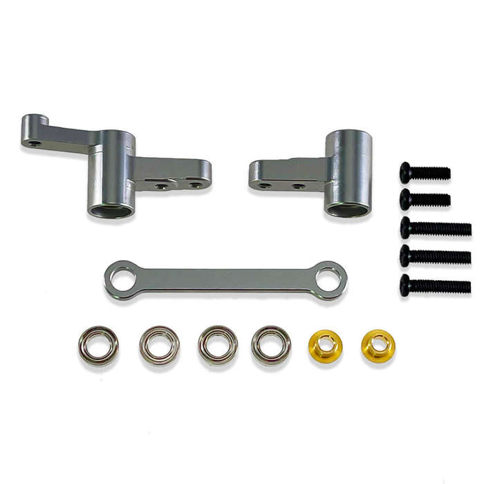 Silver - Upgraded Metal Steering Assembly With Bearings For MJX HYPER GO 14209 14210 H14BM 1/14 Remo