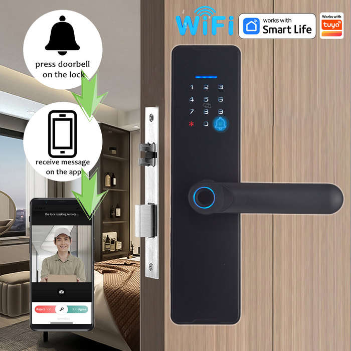 WAFU WF-X8 Tuya Smart WiFi Fingerprint Doorlock Password/APP/IC Card/Key/Fingerprint Unlock Built-in