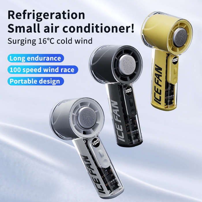 Black - Handheld 100 Wind Speed Ice Cooling Fan USB Small Desktop Portable Cooling High Speed Long E