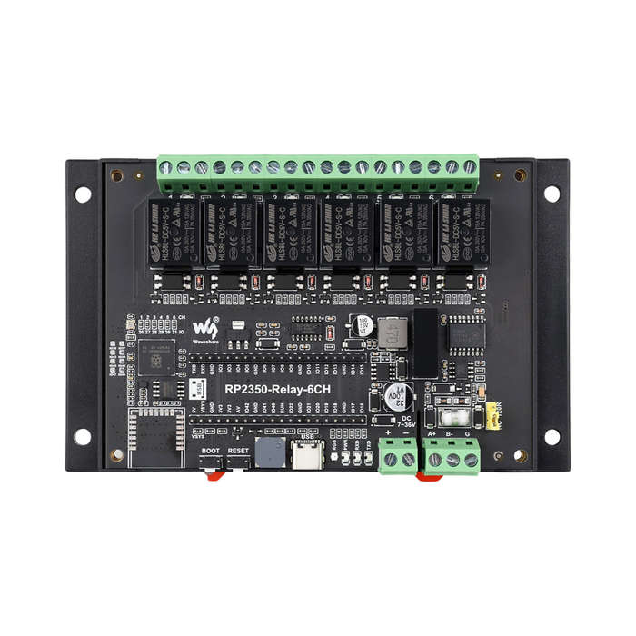 6CH - Industrial 6-Channel RP2350 Relay Module Onboard RS485 / Pico HAT interfaces With Multiple Iso