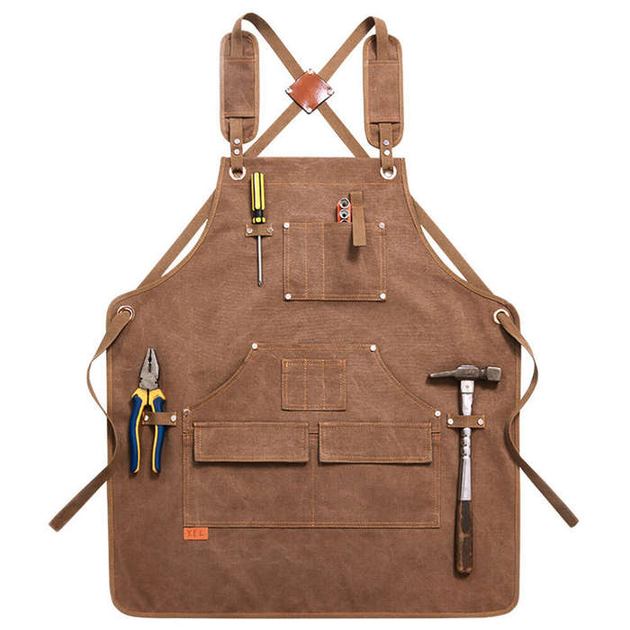 Blue - Multi-Pocket Design Canvas Apron for Hairstylists Bakers Coffee Shops Gardeners Woodworkers R