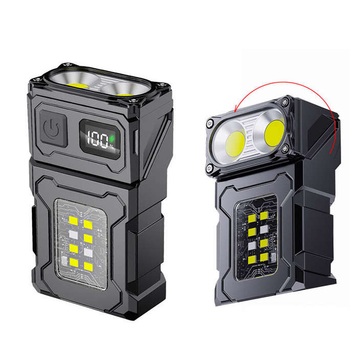 Mini Portable Keychain Light With Rotatable Head, Magnetic Base, Ideal For Repairing, Camping, Emerg