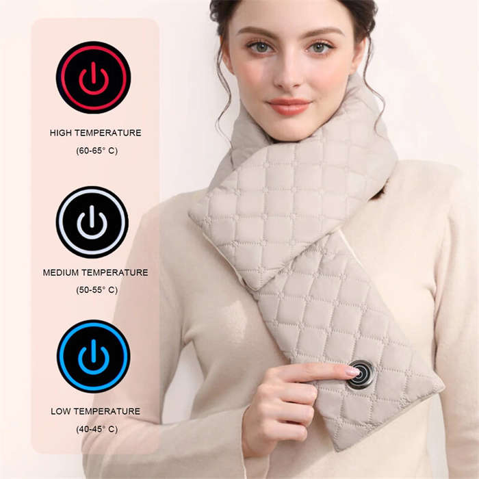 Beige - TENGOO Heating Scarf Waist Belly Warmer 3 Levels Control Warming Neck Scarf USB Powered Elec