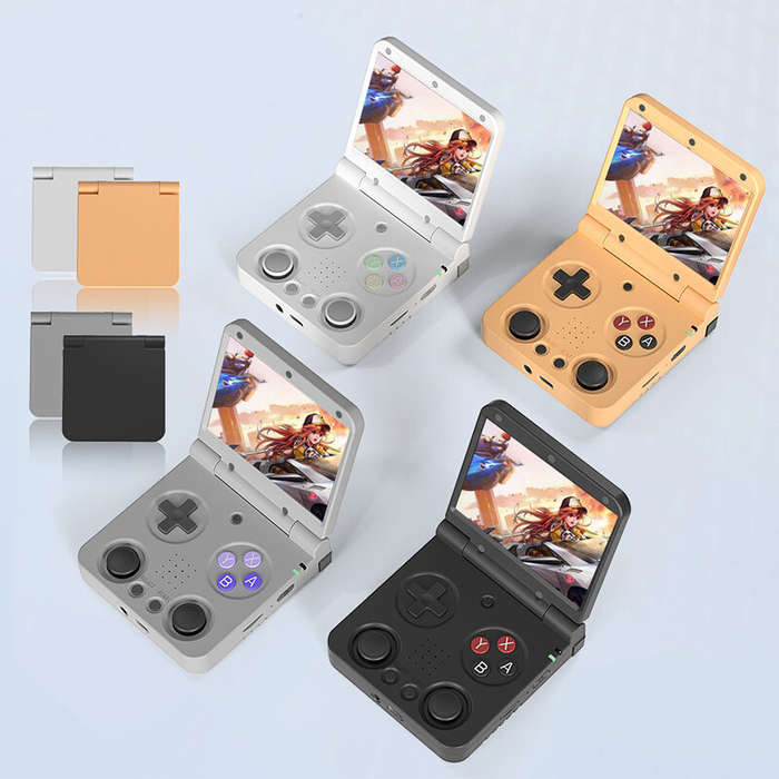 Grey - Miyoo Flip V2 Handheld Flip Game Console 3.5 Inch IPS Screen Dual Analog Sticks 2.4G/5G WiFi