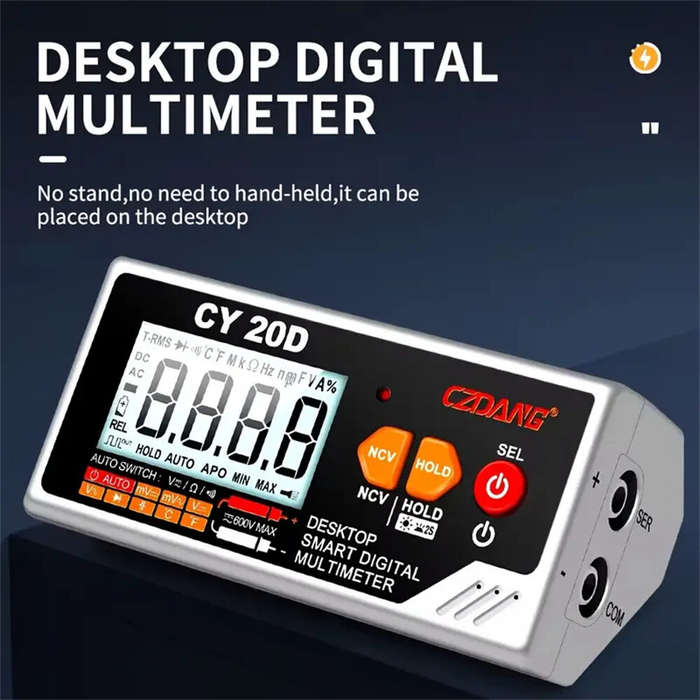 Black - CZDANG High-Precision Digital Multimeter USB Rechargeable Large LCD Display Accurate Measure