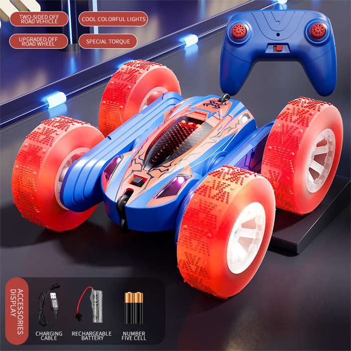 Red - X-Power S028 2.4G 4WD Stunt RC Car Off-Road 360Rotating Driving Double Sided LED Light Music R