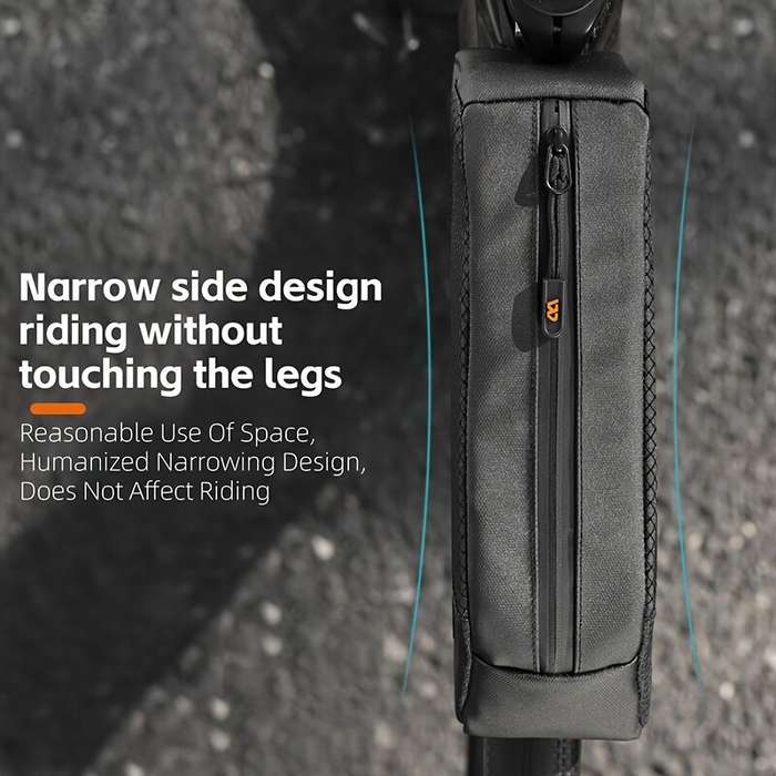 Black - WEST BIKING 1L Bicycle Top Tube Bag Narrow Side Design Velcro Fastening Portable Zipper Stor