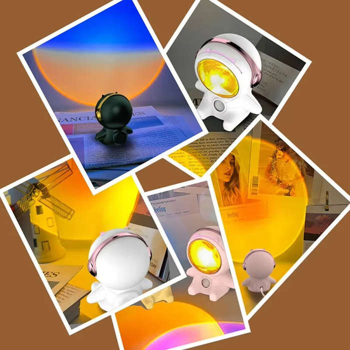 Pink - Sunset Atmosphere Night Light Projector Mini Astronaut Space LED Light Sunset Light USB RGB P
