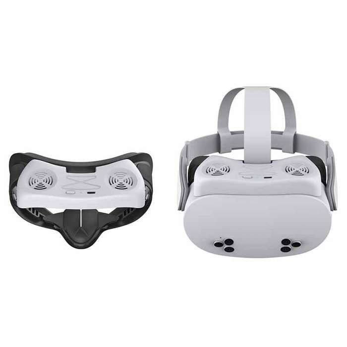 White - DOBE TY-5805 VR Cooling Fan Mask for Meta Quest 3S Dual Micro Fans 3-Speed Adjustable Pad US