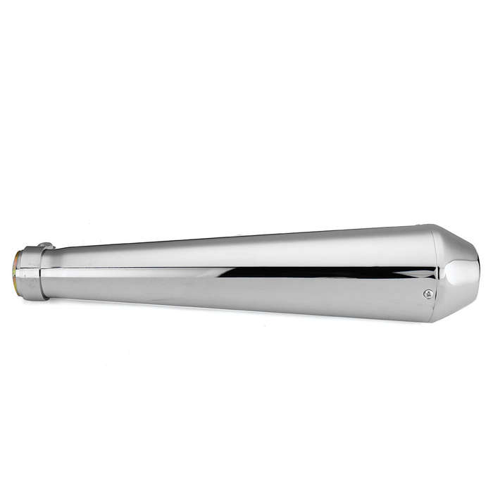 Silver - Motorcycle Cafe Racer Exhaust Muffler Pipe with Sliding Bracket Universal