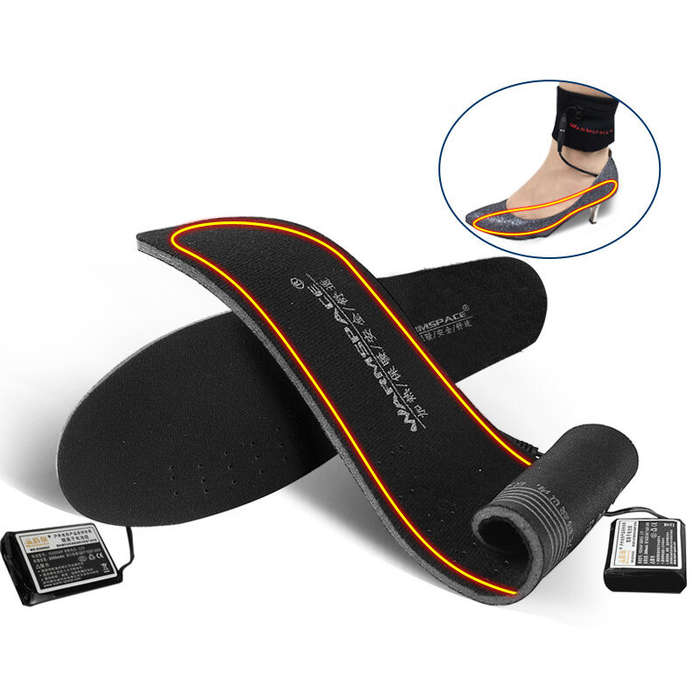 Black - TENGOO Batteries Heated Shoe Insoles Feet Warm Sock Pad Mat Electrically Heating Insoles Was