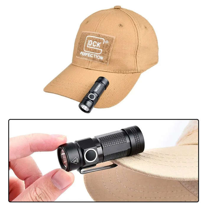 Black - WADSN 400LM Tactical Flashlight Strobe Uitra-Light 22g Survival Safety Lamp With Hat Clip Po