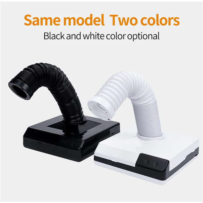 White - 60W Nail Dust Collector with Lamp Woodworking Dust Collector Adjustable Speed Nail Fan Dust