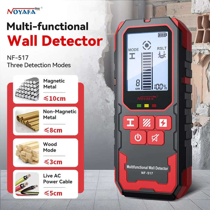 Red - NOYAFA NF-517 Wall Detector Laser Rangefinder Digital Level Metal Wood AC Wire Scanner 2.4 Inc