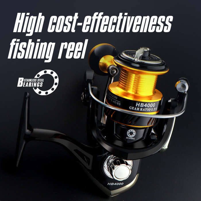4000 - Spinning Metal Rod Fish Wheel 5.21 Gear Speed Ratio 12kg Braking Force Lightweight Sea Pole L