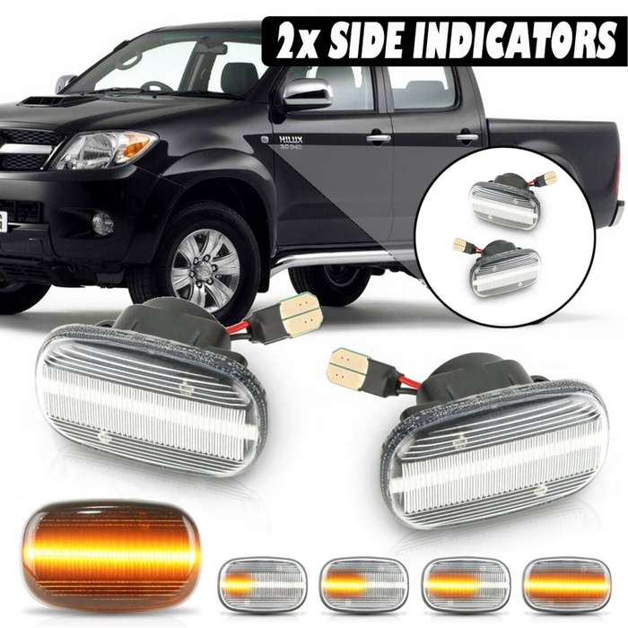 Black - Dynamic LED Side Marker Light Repeater Indicator Lamp Turn Signal Pair For Toyota