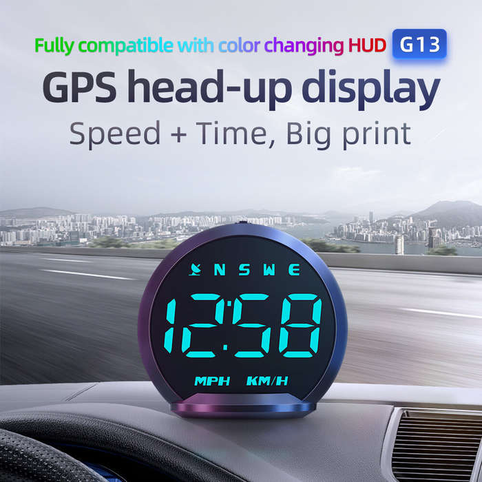With GPS - G13 Car GPS Head-up Display Car HUD Universal Speedometer Digital Clock HD Head-up Displa